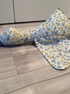 Floral Nursing Pillow Cover in Blue and Yellow